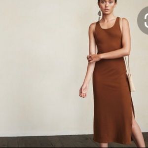 Reformation Diletta midi tank dress (brown)